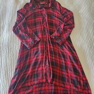 Soft Surroundings Bennington Red Plaid Button Front Shirt Dress Size 3x